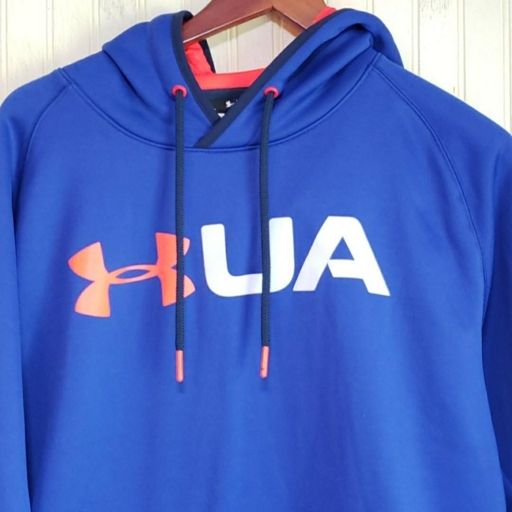 Under Armour Hoodie Mens Small‎ Blue UA Logo Storm 1 Fleece Pullover Top